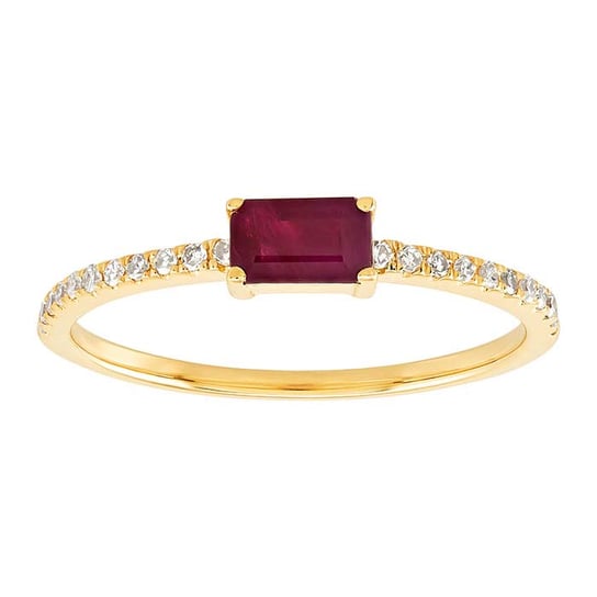 14K Yellow Gold Gemstone & Diamond-Set Ring, choose your gemstone