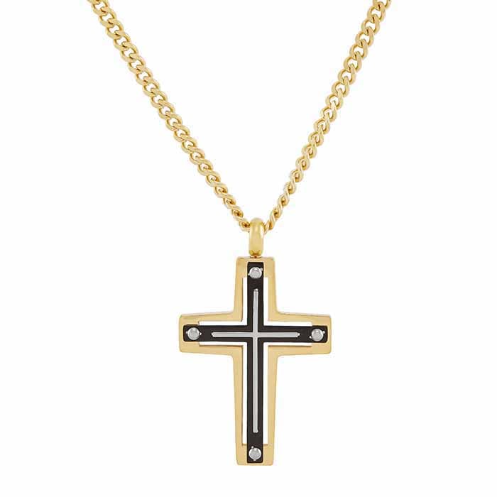 Gold-Plated Stainless Steel Cross Necklace