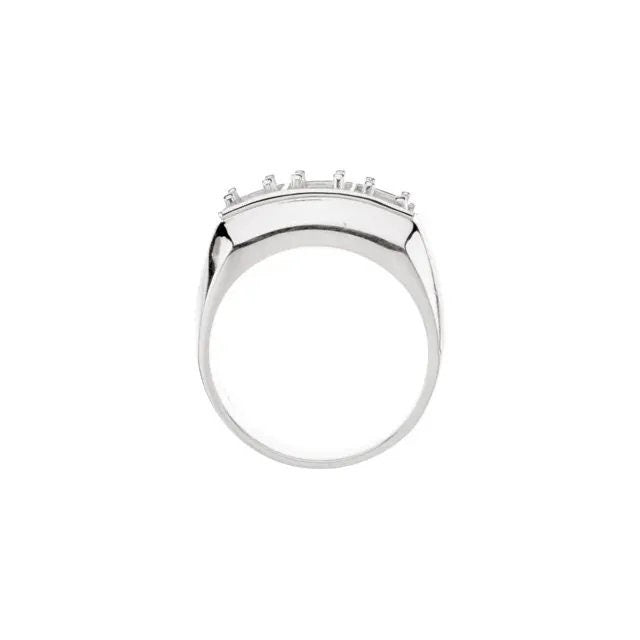 Men's Round Three-Stone Ring Mounting 4.4mm Prong, in Sterling silver, 14k Twotone, 14k Y Gold, 14k W gold