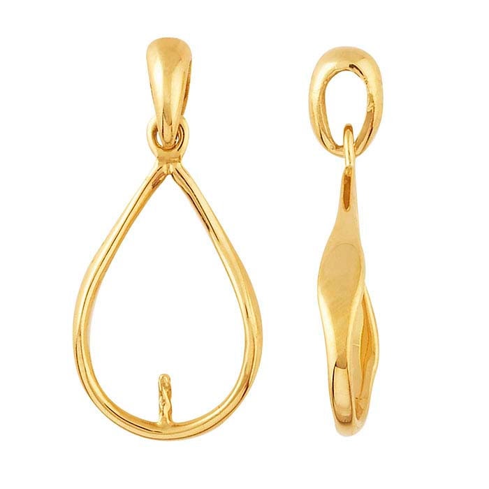 14K Yellow Gold Teardrop Pendant Bail with Peg