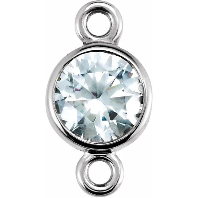 14K Yellow or White Gold 4 mm Round Bezel-Set Link
