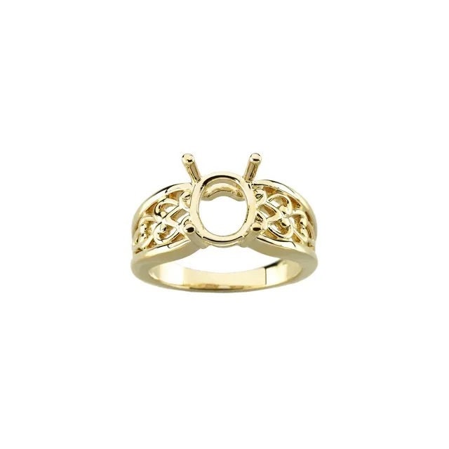 Filigree Ring Mounting, oval 10x8 prong mounting in Sterling Silver, or 14k Gold, rose gold, or white gold,