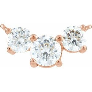 6.3 mm Round Three-Stone Necklace Center, available in Sterling Silver, 14k yellow gold, rose gold or white gold.