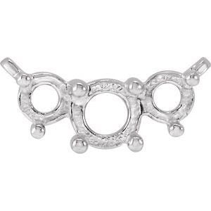 6.3 mm Round Three-Stone Necklace Center, available in Sterling Silver, 14k yellow gold, rose gold or white gold.