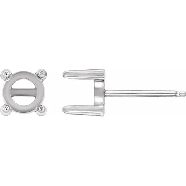 4-prong cabochon earring post, available in 14k gold, white gold, rose gold, and Sterling Silver, choose your size.