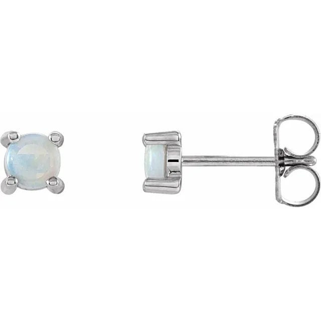 4-prong cabochon earring post, available in 14k gold, white gold, rose gold, and Sterling Silver, choose your size.