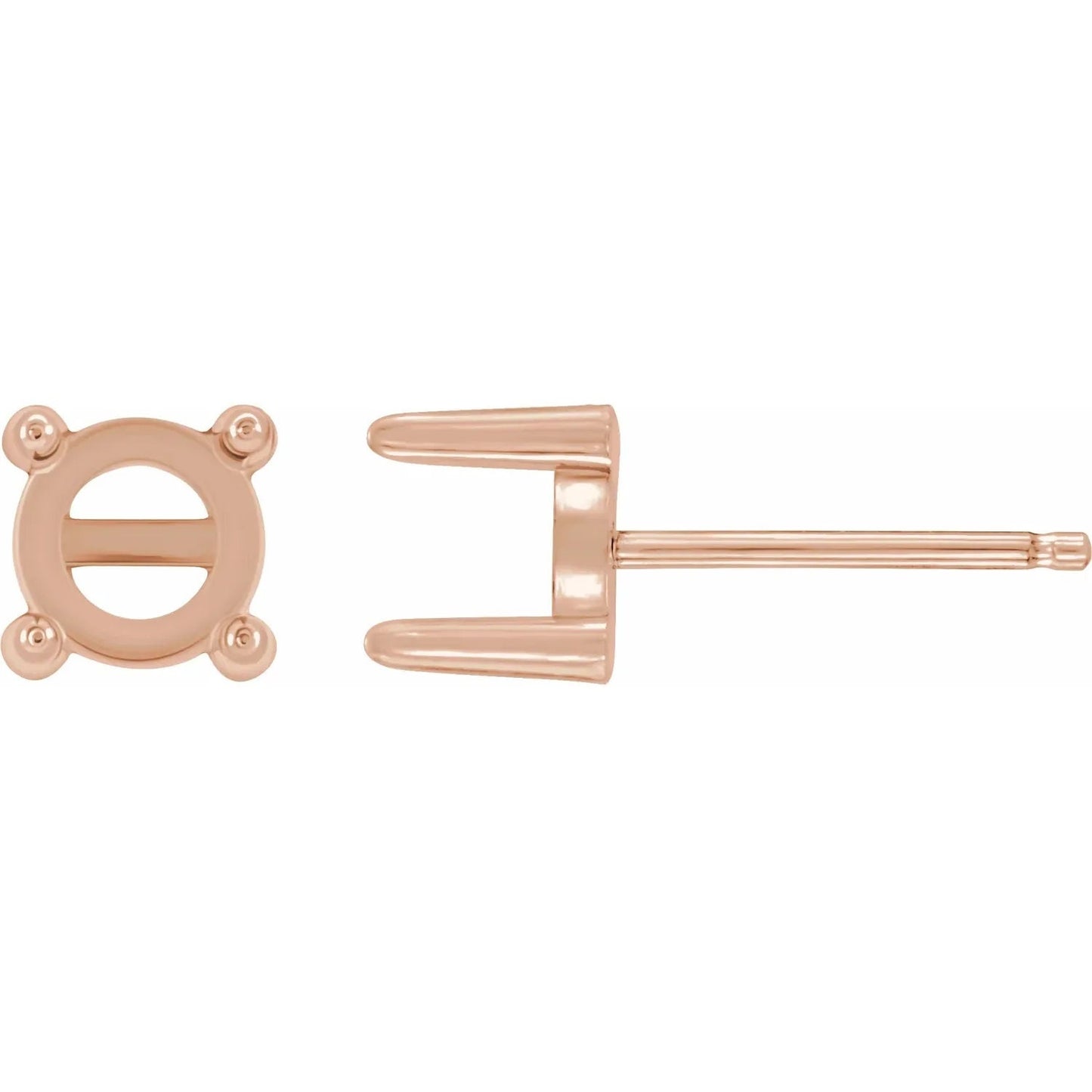 4-prong cabochon earring post, available in 14k gold, white gold, rose gold, and Sterling Silver, choose your size.