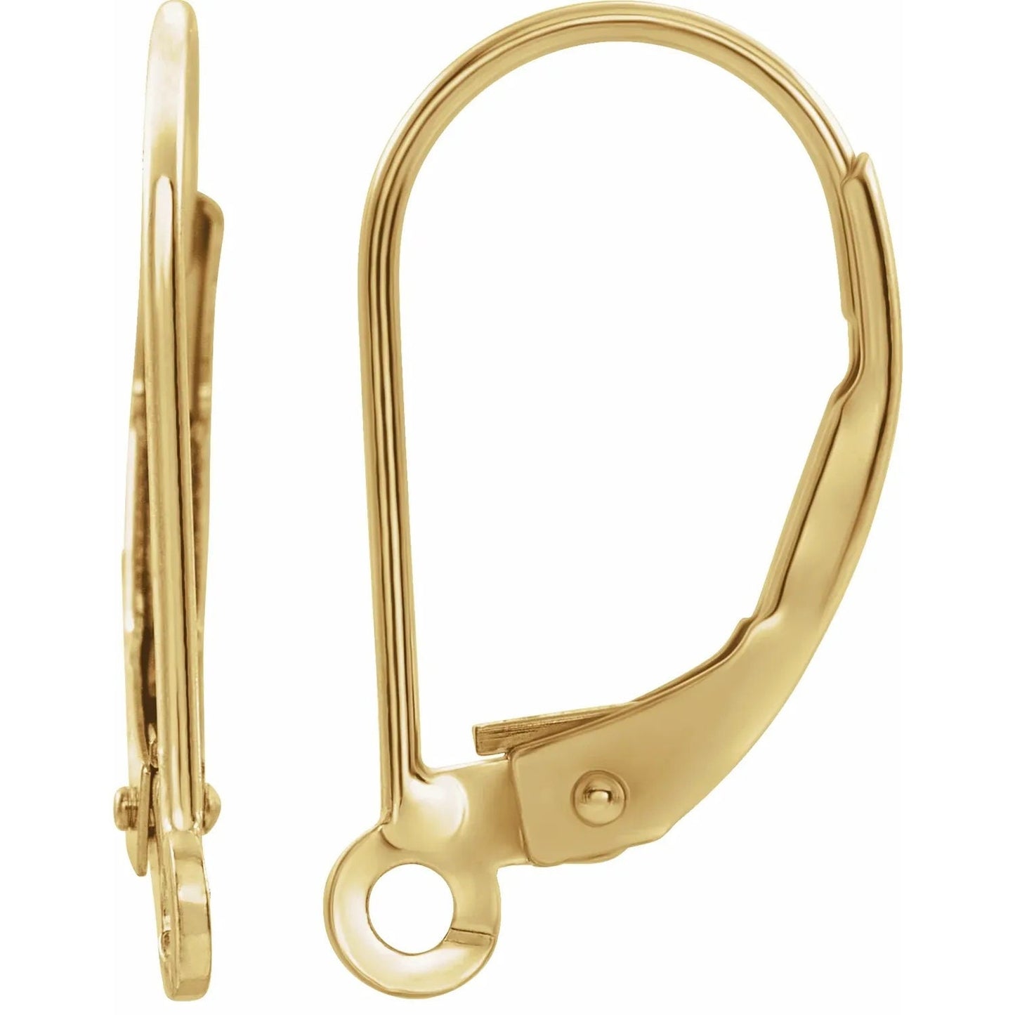 15.2x8.7 mm Lever Back Earring Top, choose in Sterling Silver, Gold/Filled, or 14k solid yellow Gold, rose Gold or white Gold