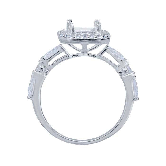 Sterling Silver 8 x 6mm Octagon Semi-Mount Ring Mounting