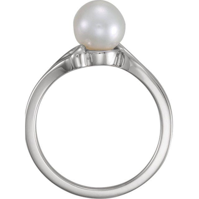 Ring for 7mm Pearl, chose Sterling Silver, or 14k Gold