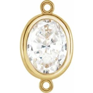 14K Yellow or White Gold 9x7 mm Oval Bezel-Set Link
