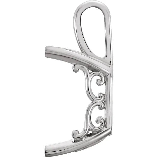 Emerald 4-Prong Vintage-Inspired Scroll Pendant Mounting, in 925 Sterling Silver, 14k YG or 14k WG, 14k RG