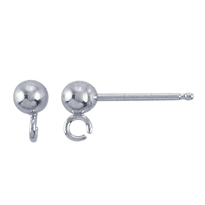 Sterling Silver Hollow Ball Post Earring with Ring, sold per pair