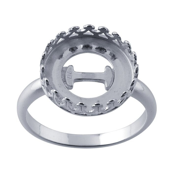 Sterling Silver Round Gallery Wire Bezel Ring Mounting