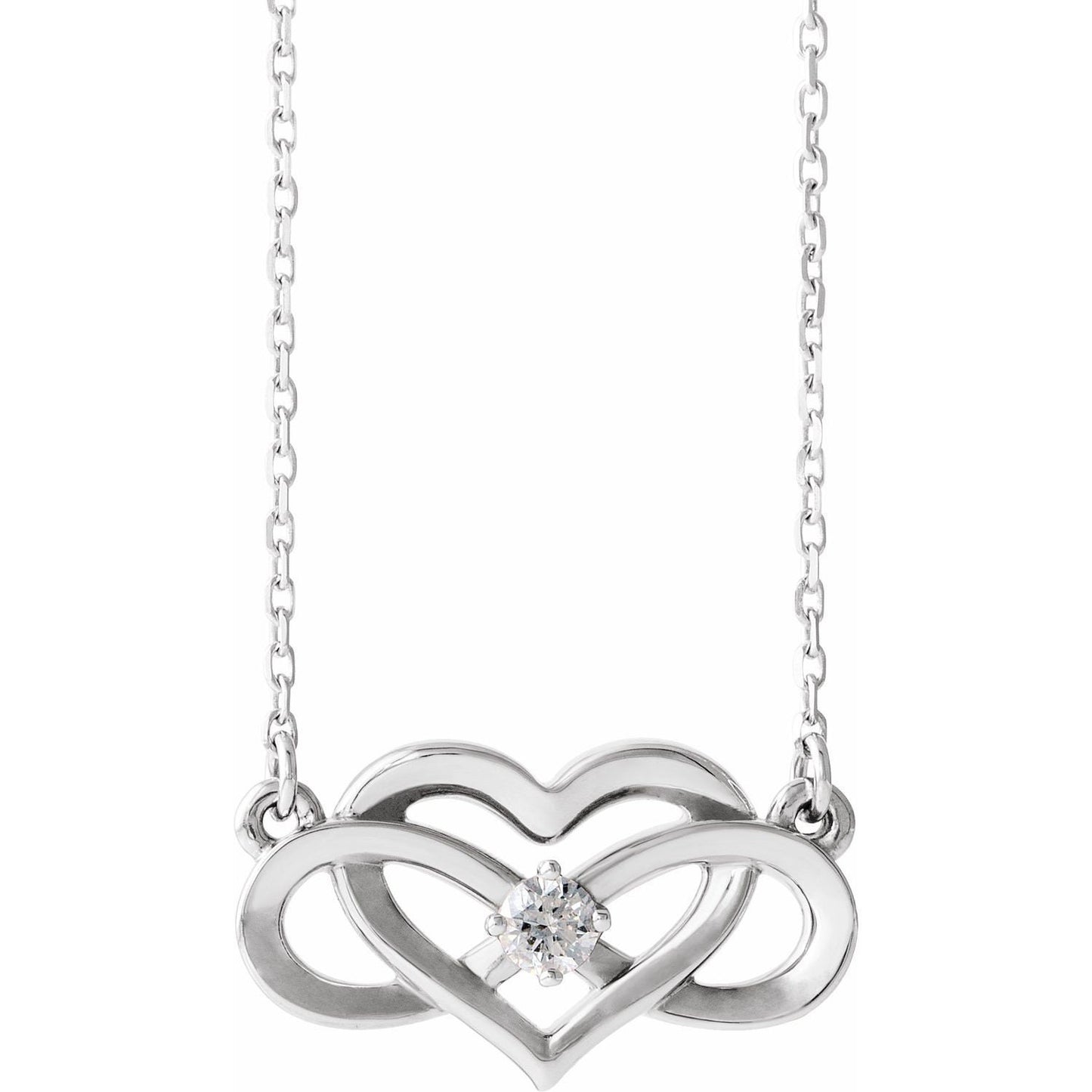 Accented Infinity-Inspired Heart Necklace Center Mounting available in 14k Gold, white Gold, or Sterling Silver