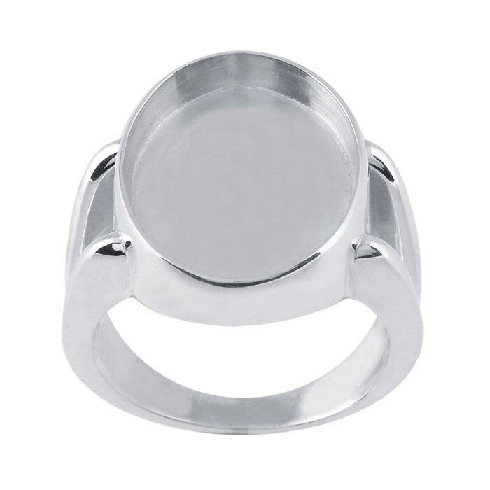 Sterling Silver Oval Split Shank Ring Mounting