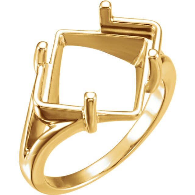 Sterling Silver or 14k Yellow Gold 12x12mm Square Cabochon Ring Mounting