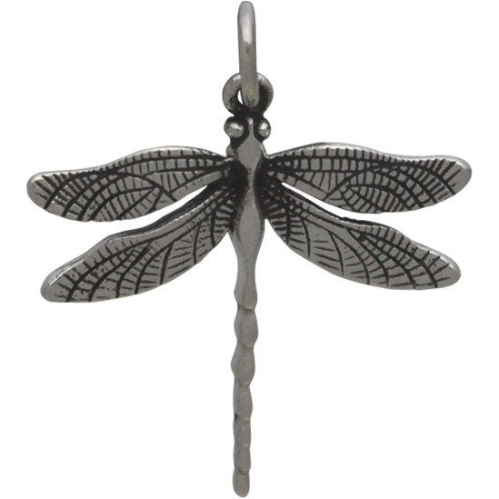 Sterling Silver Large Detailed Dragonfly Charm 24x20mm