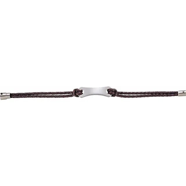 Dark Brown Leather & Stainless Steel Bracelet available in 8 or 8,5 inch, engravable,