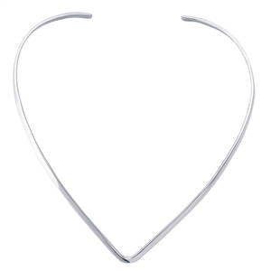 Handcrafted Sterling Silver 3.4mm V-Shaped Flat-Wire Neck Ring Necklace