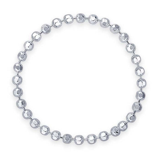 Sterling Silver Diamond-Cut Bead Chain Flexible Ring