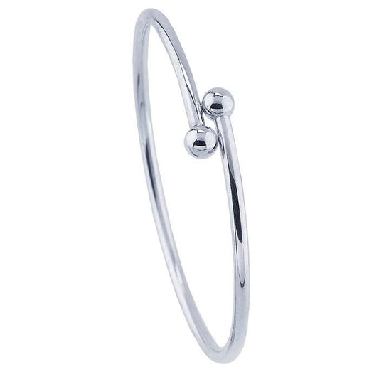 Sterling Silver Bypass Cuff Bracelet with Threaded Ball Ends