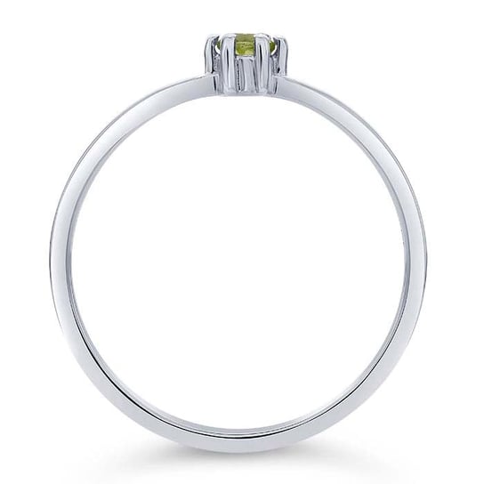 14K White Gold 3mm Round Peridot-Set Ring