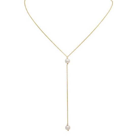 14K Yellow Gold Y-Style Pearl Drop Necklace