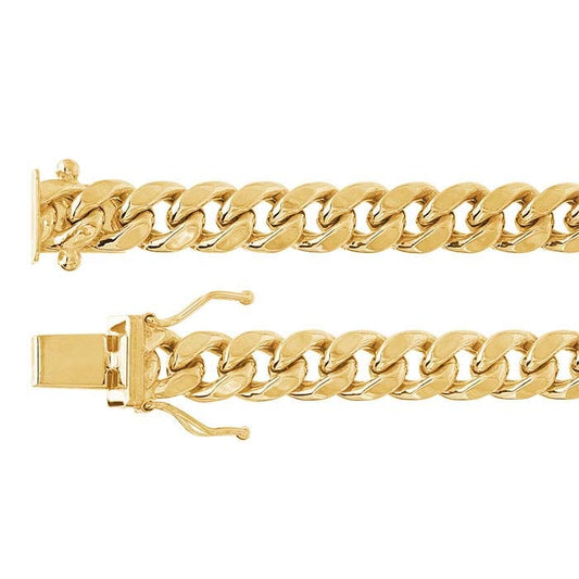 10K Yellow Gold 6.6mm Hollow Miami Cuban Chain, 22inch