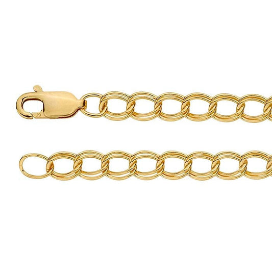 14/20 Yellow Gold-Filled 4.3mm Double-Cable Chain Charm Bracelet