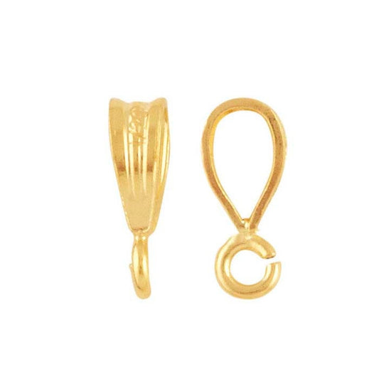 12/20 Yellow Gold-Filled Corrugated Pendant Bails 8.2 x 2.2mm with Open Ring