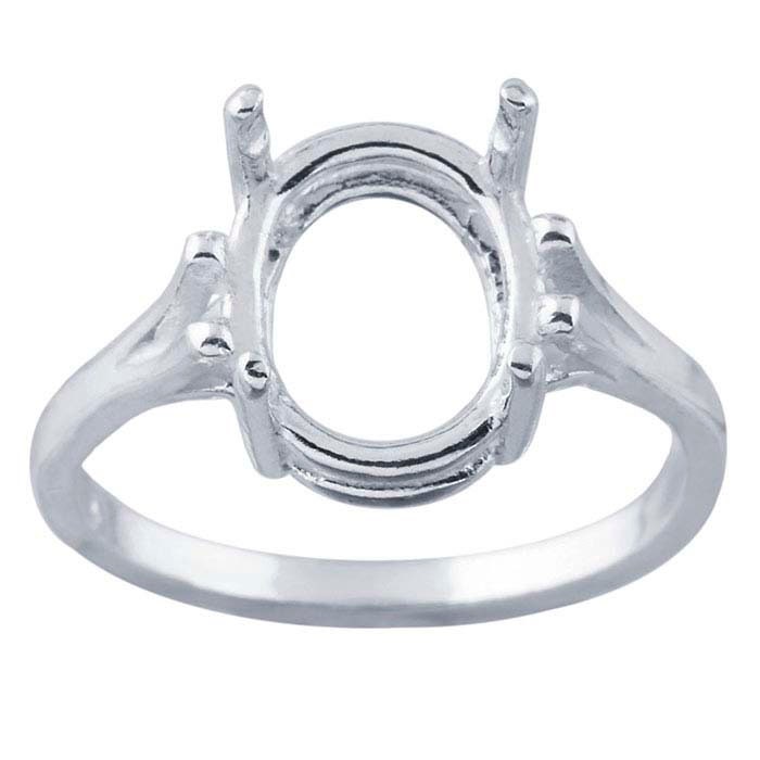 Sterling Silver ReadySet™ Oval Ring Mounting available in different mounting sizes, ring sz 7