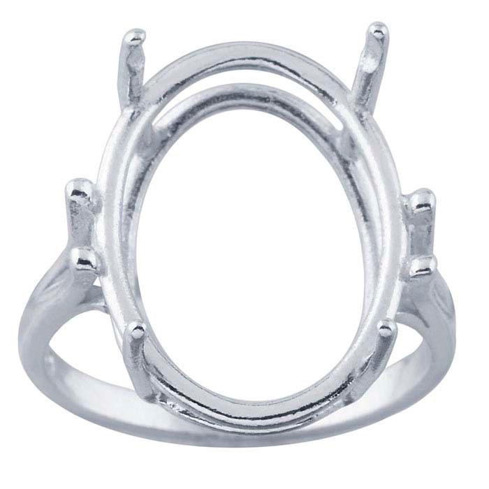 Sterling Silver ReadySet™ Oval Ring Mounting available in different mounting sizes, ring sz 7