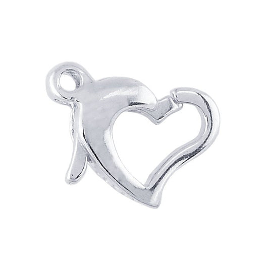 Sterling Silver Open Heart Lobster Clasp