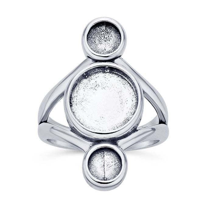 Sterling Silver Three-Stone Cabochon Ring Mounting