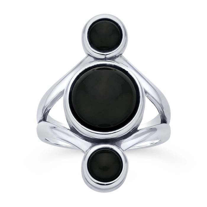 Sterling Silver Three-Stone Cabochon Ring Mounting