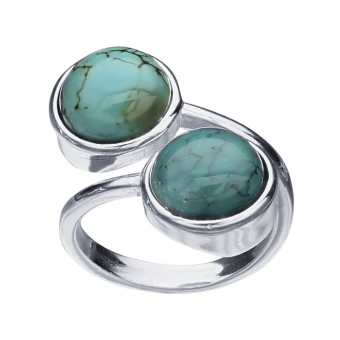 Sterling Silver or Gold Bypass Ring with Round Cabochon Mountings