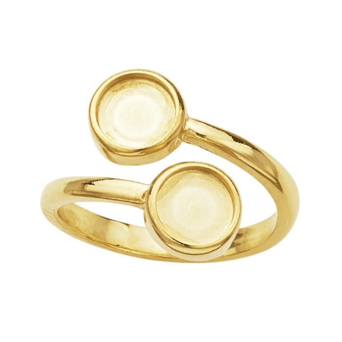 Sterling Silver or Gold Bypass Ring with Round Cabochon Mountings