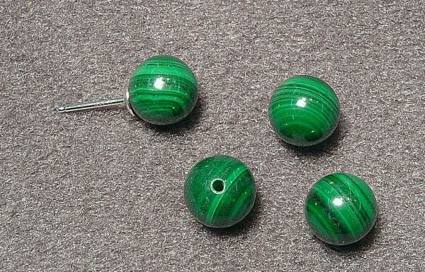 Malachite Half-drilled Beads, select your size. Sold as single bead.