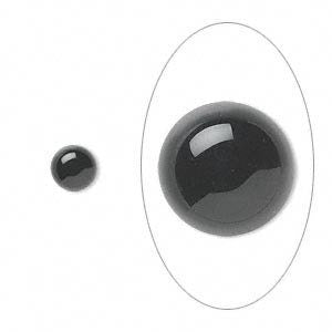 Cabochon, black onyx , 6mm round, sold in pairs