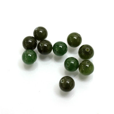 1-Hole Ball 06MM TAIWAN JADE (nephrite), half drilled gemstone bead