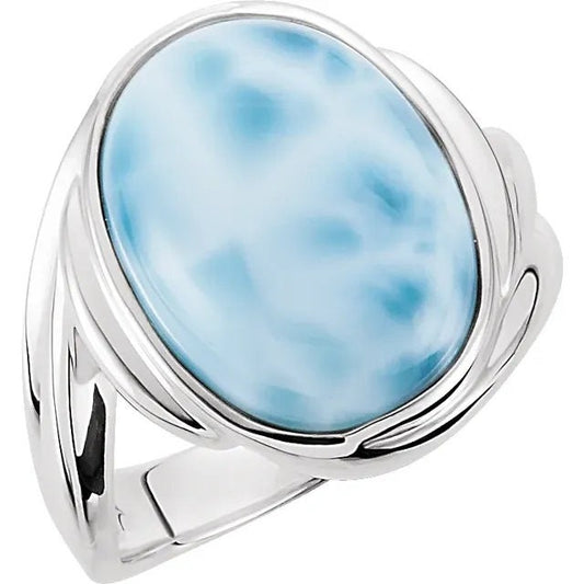 Sterling Silver Larimar Ring 16x12mm in sz 7