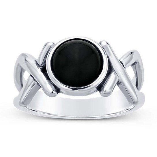 Sterling Silver X-Shank 8mm Round Cabochon Ring Mounting