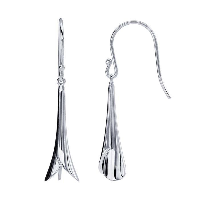 Sterling Silver Tulip Ear Wire with Pearl Peg - 1 pair