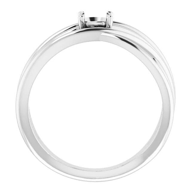 Round solitaire criss-cross ring mounting available in sterling silver, or 14k solid gold