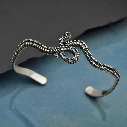 Sterling Silver Octopus Tentacle Cuff Bracelet