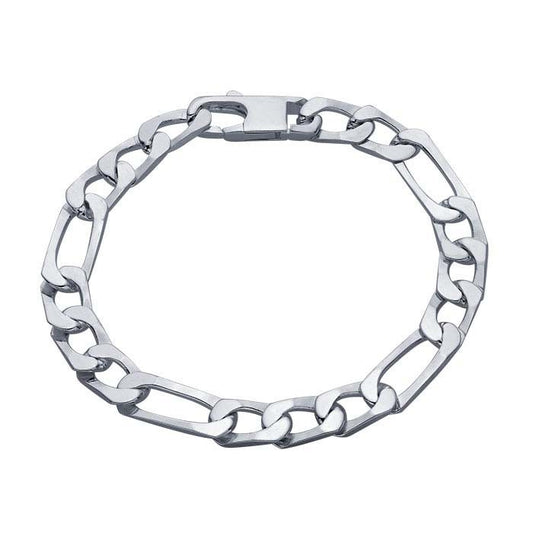 Sterling Silver 8.6mm Figaro Chain Bracelet, 9inch