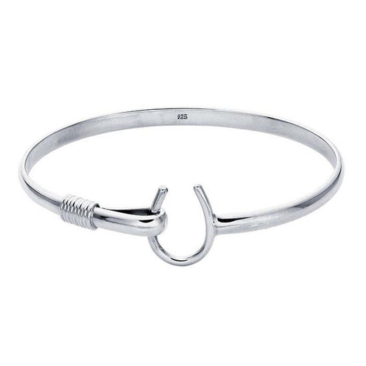 Sterling Silver Bangle Bracelet with Horseshoe Clasp