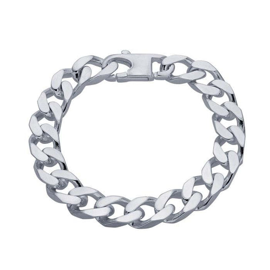 Sterling Silver Beveled Curb Chain Bracelet, choose your lenght and width