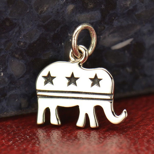 Sterling Silver Republican Elephant Charm 15x13mm